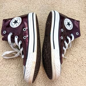 Size 12 little kids dark red converse, back to school.
